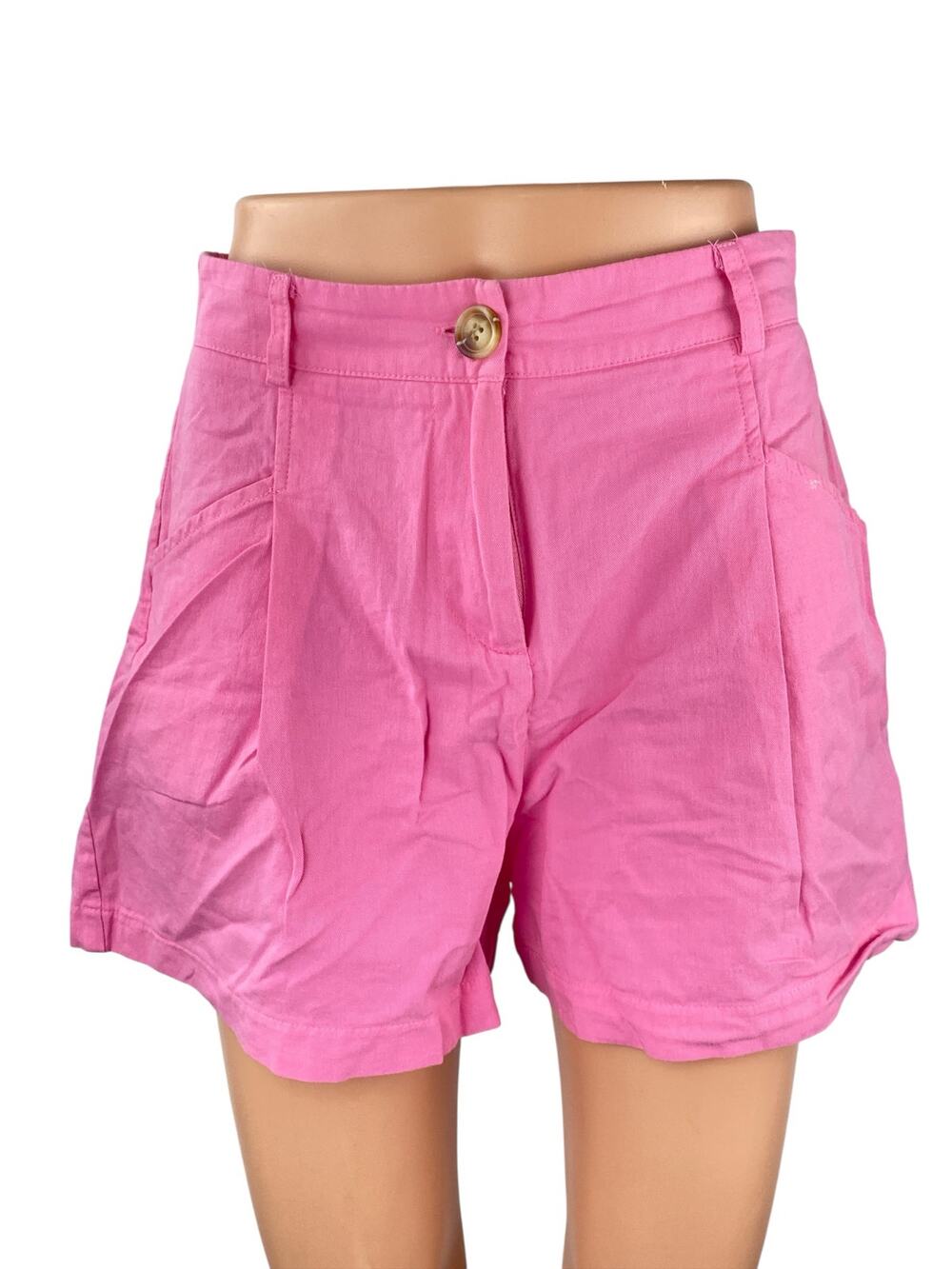 Glam Women's Pink High Waisted Casual Lounge Summer Wide Leg A-Line Mom Shorts M